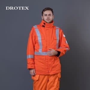 Orange Flame Retardant Reflective Safety Jacket Autumn And Winter Cotton Work Jacket